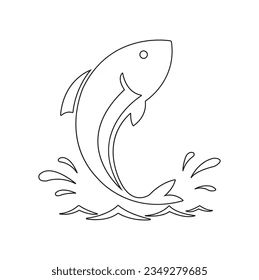 Fish Jumping Drawing, Jumping Fish Drawing, Fish Jumping Out Of Water Drawing, Fish Jumping Out Of Water, Mo Logo, Water Sketch, Water Hat, Jumping Fish, Colourful Fish