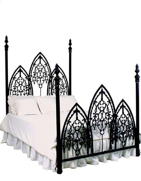 Den Makeover, Alt Room, Gothic Decor Bedroom, French Gothic, Wrought Iron Bed, Awesome Furniture, Gothic Room, Victorian Bedroom, Witchy Aesthetic