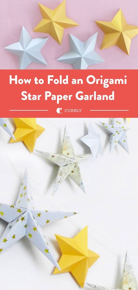 Diy Paper Garland, Origami Garland, Origami Star Paper, Origami Dress, Origami Star, Star Paper, Star Garland, Paper Butterflies, Christmas Card Crafts