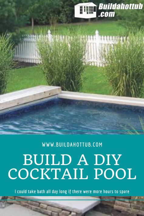 If you are looking for ideas and information on how to build a DIY Cocktail Pool or Spool, this is the website for you. I cover it all. Everything from the structure to the plumbing design you can find all the information you need to build that ultimate cocktail pool or spool in your backyard. Visit the website now. Small Soaking Pool, Diy Pool And Hot Tub, Diy Shallow Pool, Small Cocktail Pool Ideas, Plunge Pool With Deck, Cocktail Pool Small Backyards, Plunge Pool Ideas Small Spaces Budget, Small Plunge Pool Ideas, Spools Pool Small Yards