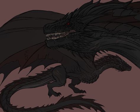 Lizard Wizard Art, Pretty Dragon Art, Aegon The Conqueror, Balerion The Black Dread, Targaryen Dragons, Black Dreads, Lizard Wizard, Dragon Silhouette, Got Dragons