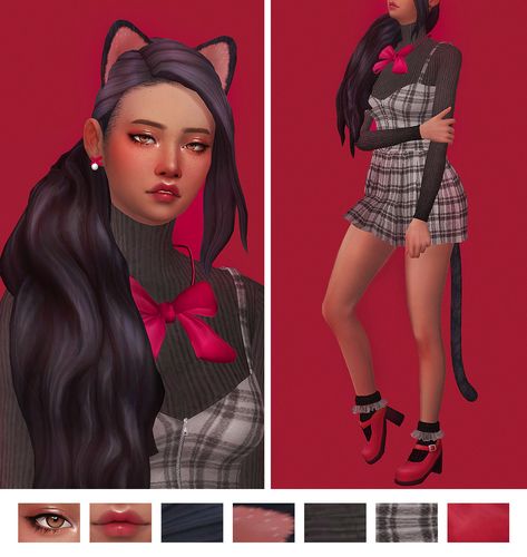 sims e-girl Sims 4 Cc Dog Ears And Tail, Sims 4 Cat Tail Cc, Sims 4 Cc Cat Ears And Tail, Sims 4 Cat Ears Cc, Sims 4 Anime, Sims 4 Mm Cc, Sims 4 Dresses, Sims 4 Characters, Sims 4 Mm