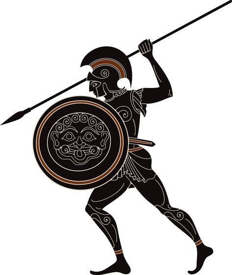 Ancient Greek Paintings, Ancient Greece Warrior, Greek Clipart, Black Figure Pottery, Ancient Greek Tattoo, Scene Banner, Ancient Greek Warrior, Greek Drawing, Greek Artwork