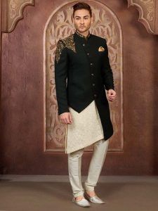 Men Indowestern Wear, Sangeet Dress For Men, Indo Western Outfits For Men Latest, Latest Indowestern Outfits For Men, Indowestern Men, Indo Western Dress For Men, Men Sherwani, Mens Ethnic Wear, Western Men