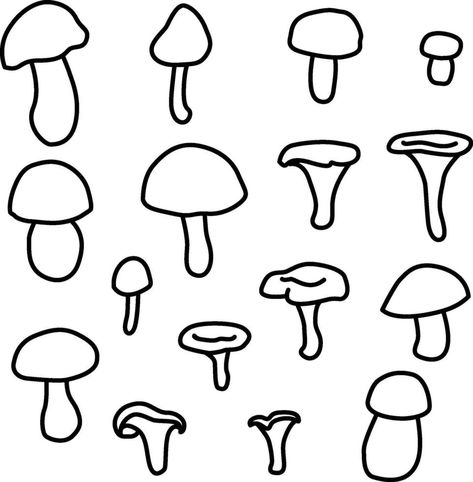 Mushrooms set in doodle style. Collection of hand-drawn mushrooms outline isolated on white background. Autumn forest. For cards, logo, decorations, invitations, designs, stickers, coloring book Fungi Doodle, Forest Doodles, Heart Tree, Logo Banners, Cityscape Photos, Autumn Forest, Heart With Arrow, Background Banner, Text Effects