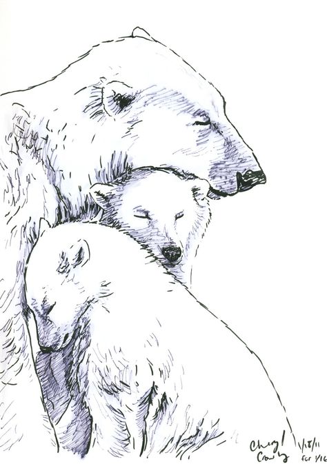 Polar Bear Sketch, Polar Bear Tattoo, Polar Bear Drawing, Cubs Tattoo, Bear Sketch, Polar Bear Art, Baby Animal Drawings, Bear Tattoos, Drawing Eyes