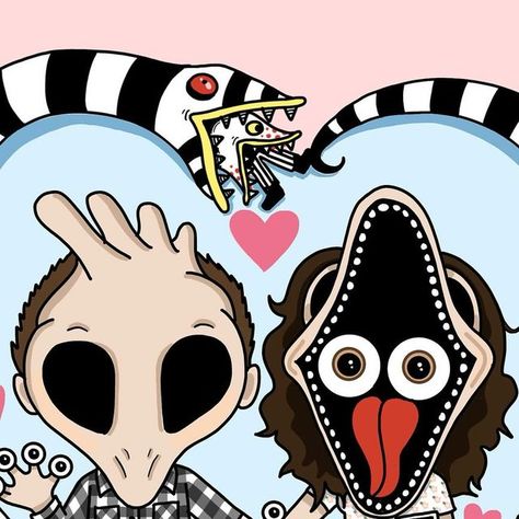 Artist. Illustrator. Cute doodles by Bot (Beth) on Instagram: "I’m off to watch @beetlejuicemovie tomorrow. Have you seen it yet? Wonder if I’ll be inspired to create some new Beetlejuice artwork 🖤🤍💚💜 
This illustration of the Maitlands is one of my most popular Doodlebot illustrations but I’ve read that Barbara and Adam don’t make an appearance this time round. I thought they might have used the wonder of cgi to give them a cameo. 

#beetlejuicebeetlejuice #themaitlands #adamandbarbaramaitland #timburtonart" Adam Beetlejuice, Beetlejuice Artwork, Tim Burton Art, Beetlejuice, Have You Seen, Cute Doodles, Be Inspired, Most Popular, Illustrator