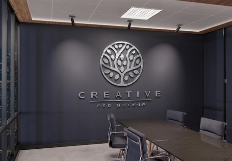 Business Office Entryway Ideas, Metal Logo Sign, Company Logo Wall, Glass Signage, Office Wall Design, Lobby Sign, Office Logo, Doctors Office, Inspiration Logo Design