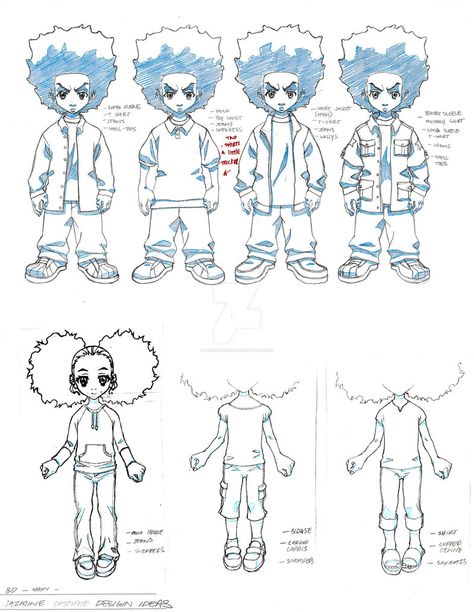 Boondocks Characters, Boondocks Cartoon, The Boondocks Cartoon, Look Hip Hop, Boondocks Drawings, Conceptual Sketches, The Boondocks, Anime Drawing Books, Character Design Sketches