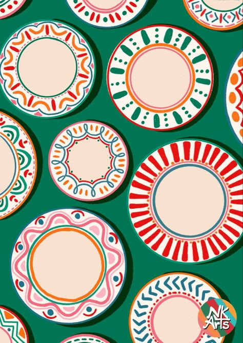 Plate Patterns Ceramic, Colorful Ceramic Plates, Celebration Plate Ideas, Painting Plates Diy, Hand Painted Ceramic Plates Diy, Easy Designs To Paint On Pottery, Paint Pottery Bowl, Paint Your Own Pottery Ideas Plates, Pottery Painting Designs Plate