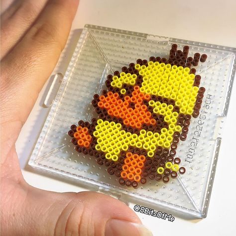 Psyduck Perler Beads, Duck Perler Beads, Mini Perler Beads Ideas, Duck Pixel Art, Cute Perler Bead Patterns, Perler Beads Pokemon, Melt Beads Patterns, Modele Pixel Art, Pokemon Bead