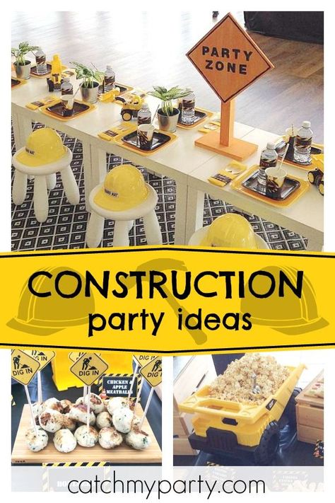 Construction 3rd Birthday Party, Construction Birthday Party Games, Construction 3rd Birthday, Construction Party Games, Construction Site Birthday Party, Construction Party Ideas, Construction Party Food, Construction Birthday Party Ideas, Construction Themed Party