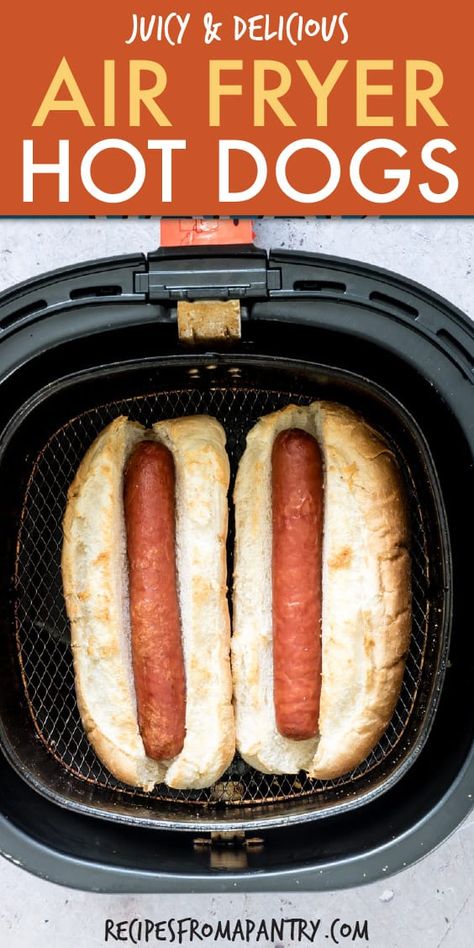 Air Fryer Hot Dogs, Fried Hot Dogs, Making Hot Dogs, Hot Dogs Recipes, Air Fryer Oven Recipes, Air Fry Recipes, Best Air Fryers, Hot Dog Recipes, Air Fryer Dinner Recipes