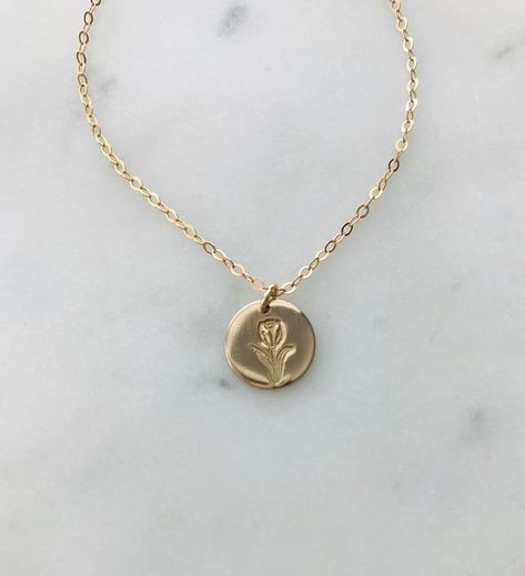 Gold Tulip Flower Necklace, Small Tulip Charm Necklace, Tulip Disc Necklace, Tulip Flower Pendant, Silver Tulip Flower Jewelry, Gift For Mom Pretty Silver Jewelry, Tulip Jewelry, Tulip Necklace, Pineapple Jewelry, Pretty Engagement Rings, Flower Symbol, Flower Charm Necklace, Birthday Inspo, Whimsical Jewelry