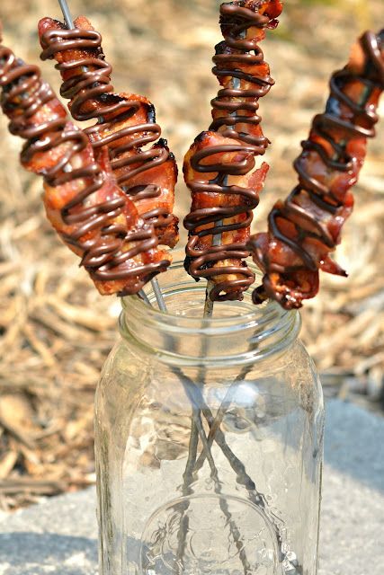 Bacon Dessert Recipes, Bacon Skewers, Maple Glazed Bacon, Bacon Desserts, Bacon Treats, Bacon Party, Chocolate Covered Bacon, Football Appetizers, Gluten Free Puff Pastry