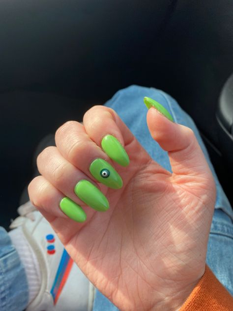 Evil Eye Nails Simple, Green Evil Eye Nails, Green Evil Eye, Evil Eye Nails, Eye Nails, Nails Green, Devil Eye, Nails Simple, Eye Look