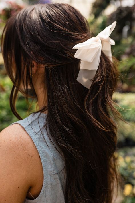 This banana clip is super unique, with a big sheer ribbon bow attached. It clips into your hair so fast and easily! It can hold all of your hair or smaller sections for a half up style, making it perfect for everyday wear. It comes in 3 colors, black, cream, and pink and 2 sizes, 3.75 inch and 4.75 inch. Banana Clip, Bow Hairstyle, Ribbon Hairstyle, Clip Hairstyles, Fancy Hairstyles, Half Up Half Down Hair, Half Up Hair, Formal Hairstyles, Half Up Half Down