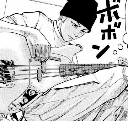 Bass Guitar, Beck, Anime Character, A Man, Bass, Guitar, Black And White, Anime, White