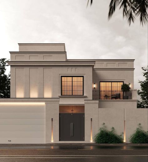 Colonial Contemporary House, Modern House Exterior Simple, Indian Traditional House Exterior, Indian House Exterior Colors Schemes, Villa Front Elevation Design, Contemporary Colonial Exterior, Jake Enyphen, Modern Colonial Exterior, Facade Color