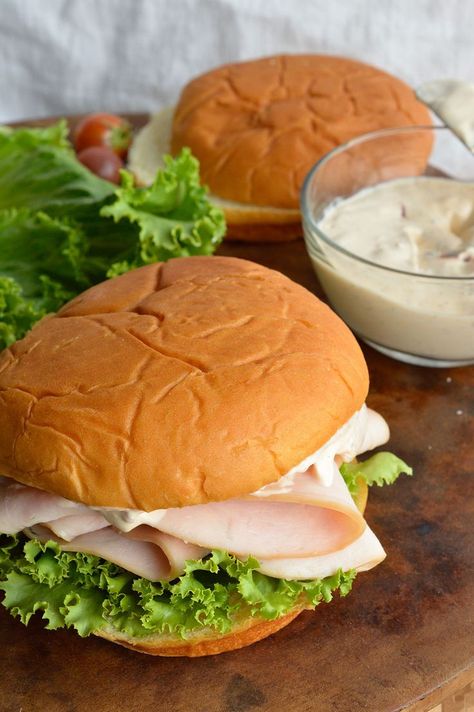 This Turkey Sandwich with Chipotle Ranch Dressing is a flavorful and filling lunch or dinner. And the Homemade Ranch Dressing Spread with Chipotle Peppers is to die for! DontCallMeBasic ad @FosterFarms Dressing For Turkey, Chipotle Sandwich, Ranch Sandwich, Guacamole Sauce, Chipotle Ranch Dressing, Chipotle Ranch, Chipotle Peppers, Turkey Sandwich, Filling Lunch