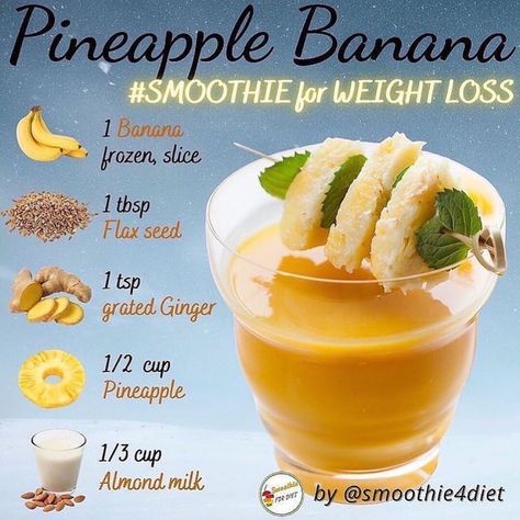 Flax Seed Drink, Flaxseed Smoothie, Pineapple Banana Smoothie, Flat Belly Smoothie, Smoothies With Almond Milk, Smoothie Recipes Healthy Breakfast, Beyond Imagination, Drink Recipes Nonalcoholic, Ginger Smoothie