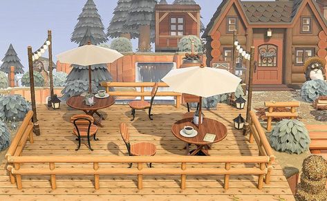 Animal Crossing Ski Lodge, Lodge Ideas, Cozy Games, Acnh Inspo, Ski Lodge, Mountain Lodge, Mountain Town, House In The Woods, Tourist Attraction