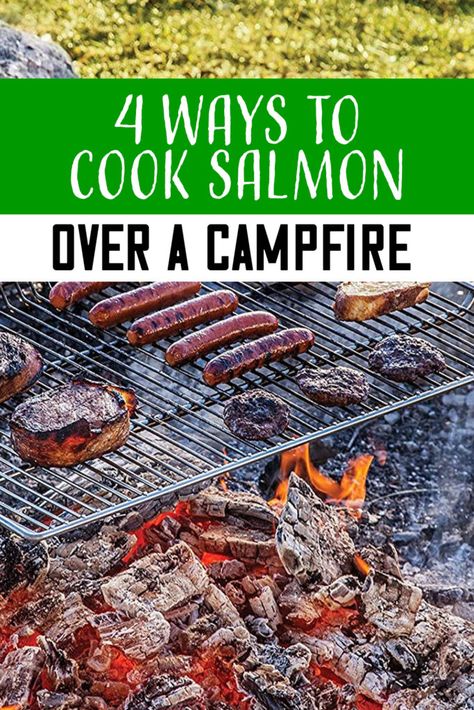 Salmon Camping Recipe, Campfire Fish Recipes, Campfire Salmon, Ways To Cook Salmon, Salmon Packets, Camp Stove Cooking, Camping Foods, Cook Salmon, Salmon And Broccoli