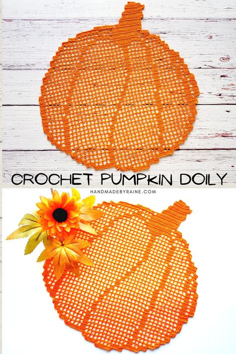 Crochet Pumpkin Doily Free Pattern, Crochet Halloween Doilies, Crochet Pumpkin Doily, Crochet Pumpkin Dishcloth Free Pattern, Pumpkin Doily Crochet Pattern, Fall Crochet Doily Patterns Free, Crochet Pumpkin Placemat, Halloween Doily Crochet Patterns Free, Free Doily Crochet Patterns