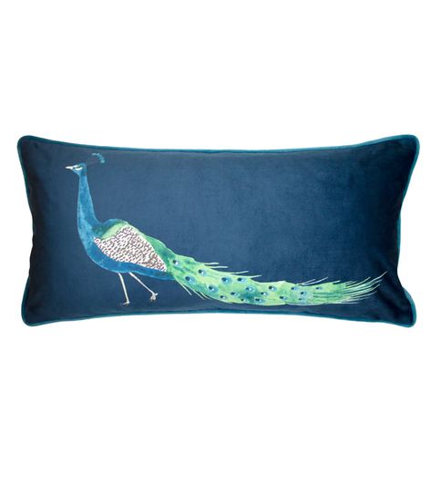 Peacock Navy cushion is a co-ordinating bed cushion from Sophie Allport Peacock Cushion, Peacock Bedding, Peacock Pillow, Navy Blue Cushions, Sophie Allport, French Bedroom, French Style Furniture, Bed Cushions, Luxury Cushions