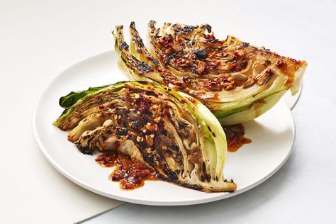 Charred Cabbage with Coconut, Garlic, and Chili Crisp Spicy Chili Crisp, Charred Cabbage, Cabbage Wedges, Chili Crisp, Garlic Chutney, Cabbage Recipe, Cooked Cabbage, Spicy Chili, Cabbage Recipes