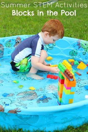 Summer STEM Activities: Blocks in a Kiddie Pool Summer Stem Activities, Summer Stem, Orange Room, Pool Activities, Summer Preschool, Stem Activity, Olivia Rose, Stem For Kids, Summer Activity