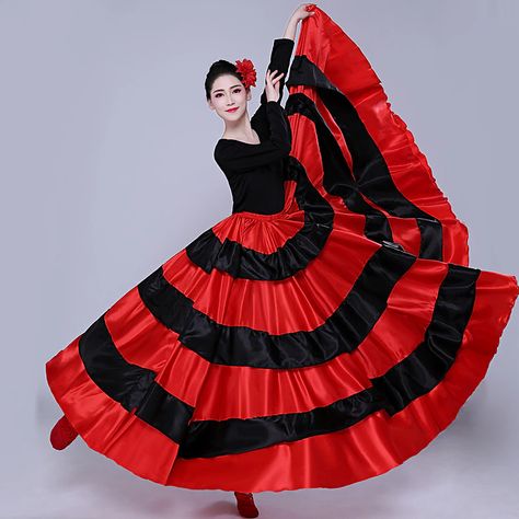 Women's Flamenco Senorita Dancing Tango Dance Costume Stylish Polyester Red Skirt 2024 - $44.99 Tango Dance Costume, Silk Dancing, Southern Belle Dress, Dance Costumes Dresses, Flamenco Skirt, Spanish Dance, Flamenco Dress, Flamenco Dancing, Tango Dance