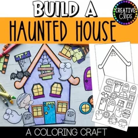 Autumn resources | TPT Build A Haunted House, Haunted House Craft, Writing Bulletin Boards, Creative Clips Clipart, Craft Halloween, House Craft, Halloween Writing, Literacy Worksheets, Cut And Glue