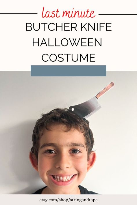 This last minute funny and scary butcher knife halloween costume is easy for kids and teenagers that want to look spooky this halloween with little effort. Just print, cut, and tape to a headband. Knife Headband, Knife Halloween, Costume For Kids, Butcher Knife, Kid N Teenagers, Halloween Printables, Kids Costumes, Your Head, Last Minute