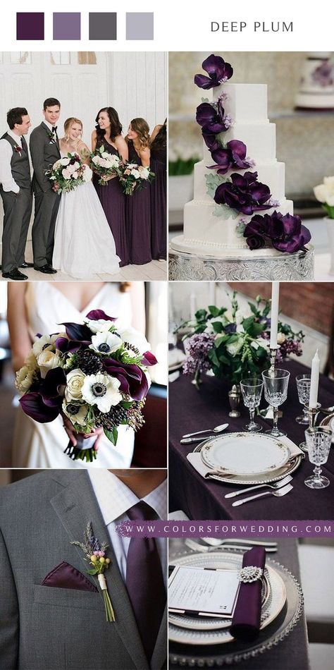 Plum purple wedding color ideas #wedding #weddingcolors #purple #purplewedding Plum Wedding Decorations, Plum Wedding Colors, May Wedding Colors, Plum Wedding Invitations, Dark Purple Wedding, Indigo Wedding, Purple Ideas, Plum Bridesmaid, Spring Wedding Color Palette