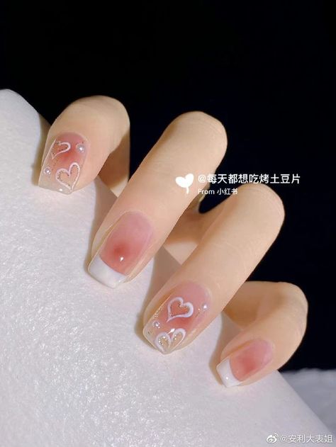 Nail Art Inspo, Korean Nail Art, Asian Nails, Blush Nails, Pretty Gel Nails, Really Cute Nails, Art Designs Ideas, Soft Nails, Kawaii Nails