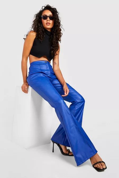 Faux Leather Pants | Vegan Leather Pants | boohoo USA Man Pants, Printed Palazzo Pants, Day Time, Leather Trousers, Faux Leather Pants, Blue Pants, Urban Outfits, Basic Tee, Palazzo Pants