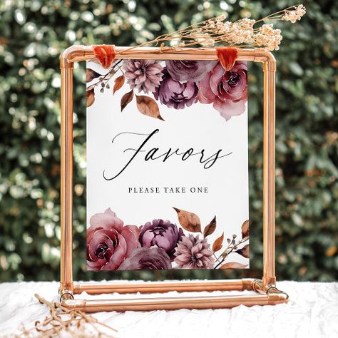 $11.00 | Rustic Autumn Floral Favors Wedding Favors Sign #fall wedding favors sign, autumn wedding favors sign, rustic wedding favors, watercolor floral, fall leaves, botanical, calligraphy script, elegant wedding reception sign, favors please take one sign, marsala burgundy floral Autumn Wedding Favors, Please Take One Sign, Wedding Favours Sign, Floral Wedding Favors, Rustic Autumn, Wedding Reception Signs, Elegant Wedding Reception, Wedding Favors Fall, Rustic Wedding Favors