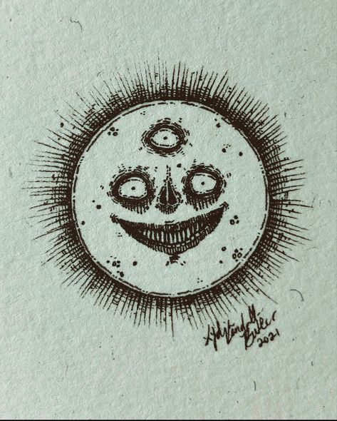 Scary Halloween Drawings Sketches, Creepy Sun Drawing, Creepy Bug Drawing, Scary Kid Drawings, Unsettling Drawings, Easy Horror Drawings, Creepy Smile Drawing, Weird Drawings Creepy Easy, Creepy Sun