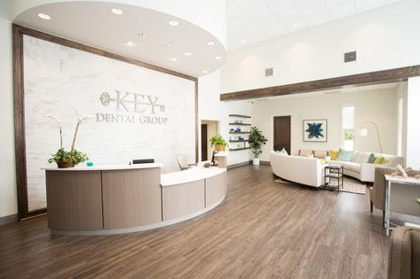 Key Dental Group | Reception & Waiting Area | Design Ergonomics Inc. | Dental Office Design Waiting Room Design Reception Areas, Waiting Area Design, Orthodontic Office Design, Doctor Office Design, Office Reception Design, Orthodontic Office, Dentist Office Design, Waiting Room Design, Reception Waiting