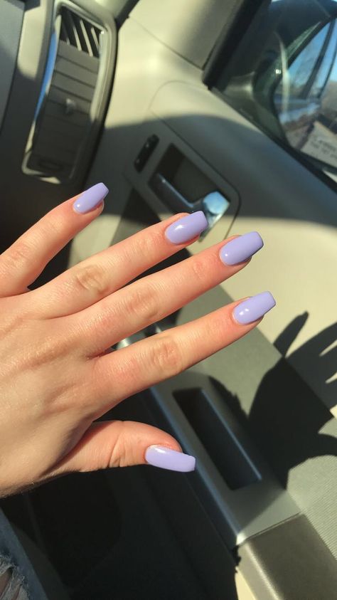 Simple Nails One Color Summer, Nail Ideas 1 Color, Short Nails Ideas Plain, Periwinkle Nails Coffin, Acrylic Nail Plain Color, Gel Nails Ideas Short Solid Color, Summer Plain Acrylic Nails, Plain Nails For Summer, Simple Acrylic Nails Solid Colour