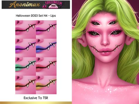 The Sims Resource - Halloween 2023 Set N4 - Lips Sims4 Occult Cc, Ts4 Monster Cc, Sims 4 Cc Melanie Martinez, Monster High Sims 4, Sims 4 Monster Cc, Sims 4 Monster, Spooky September, Sims 4 Alien, Free Sims 4