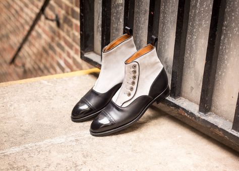 Balmoral Boots – The Shoe Snob Blog Office Boots, Black And White Boots, Rare Shoes, Button Boots, Quality Leather Boots, Cap Toe Boots, Mens Dress Boots, Custom Design Shoes, Boots Vintage