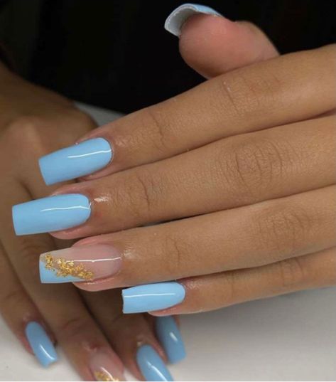 blue acrylic Gold Acrylic Nails, Cute Acrylic Nail Designs, Acrylic Nails Coffin Short, Short Acrylic Nails Designs, Hot Nails, Square Acrylic Nails, Luxury Nails, Coffin Nails Designs, Fire Nails