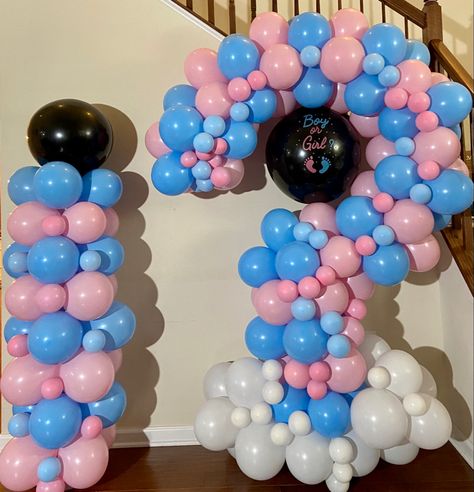 Question Mark Gender Reveal Balloon, Question Mark Gender Reveal, Gender Reveal Diy, Balloon Tower, Gender Reveal Balloons, Gender Party, Diy Balloon Decorations, Diy Balloon, Baby Gender Reveal Party