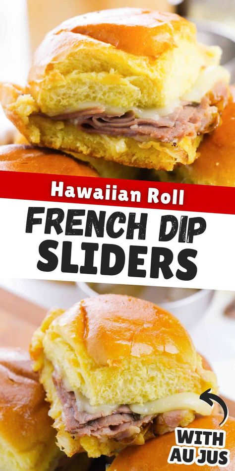 French Dip Sliders Easy French Dip Sliders, Roast Beef Au Jus Sandwiches, French Dip Sliders Hawaiian Rolls, Easy Sliders Recipes, Easy French Dip Sandwiches, Homemade Au Jus, Sandwich Meals, Roll Sandwiches, Jus Sauce