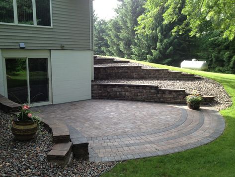 Walkout Basement Patio, Basement Patio, Back Porch Designs, Creative Landscaping, Landscaping Retaining Walls, Patio Deck Designs, Outdoor Patio Designs, Outdoor Steps, House Backyard