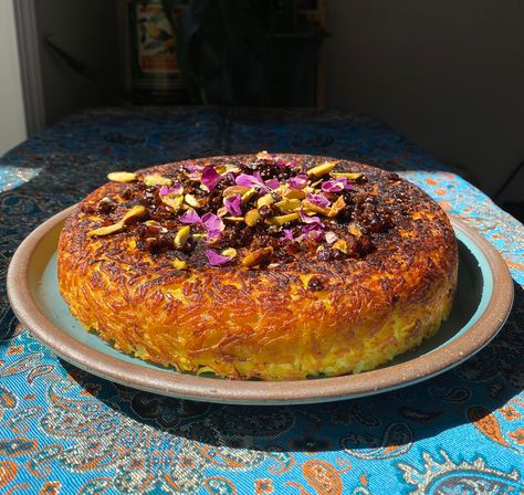 Tahchin (Iranian Savory Crispy Saffron Rice "Cake") Recipe Savory Yogurt, Saffron Recipes, Persian New Year, Iranian Recipes, Rice Cake Recipes, Golden Dome, Savory Rice, Saffron Rice, Lebanese Cuisine