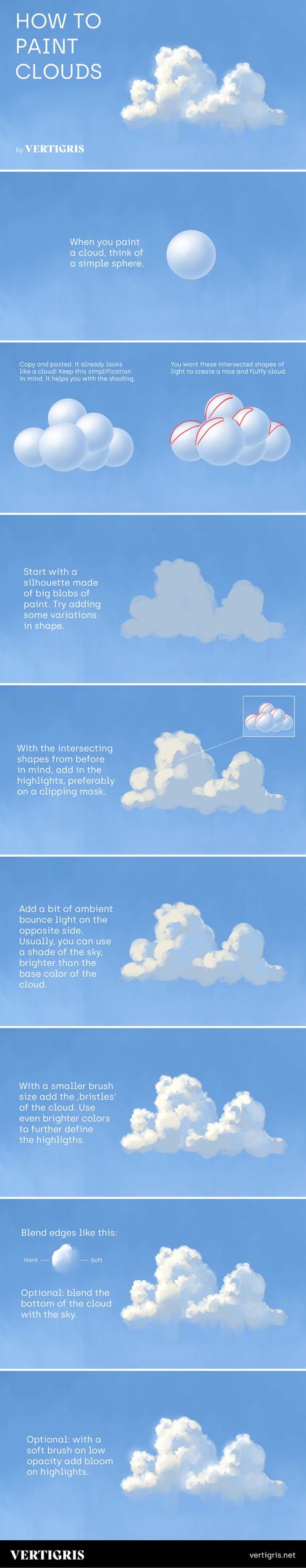 Cloud Tutorial, Digital Art Programs, Painting Clouds, Painting Trees, Easy Acrylic Painting, Digital Painting Techniques, Concept Art Tutorial, Simple Acrylic, Digital Art Beginner