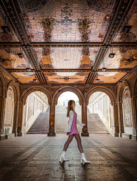 Park Architecture, Bethesda Terrace, Fall Photoshoot, Nyc Trip, Photo Inspo, Engagement Photo, Central Park, New Jersey, Engagement Photos